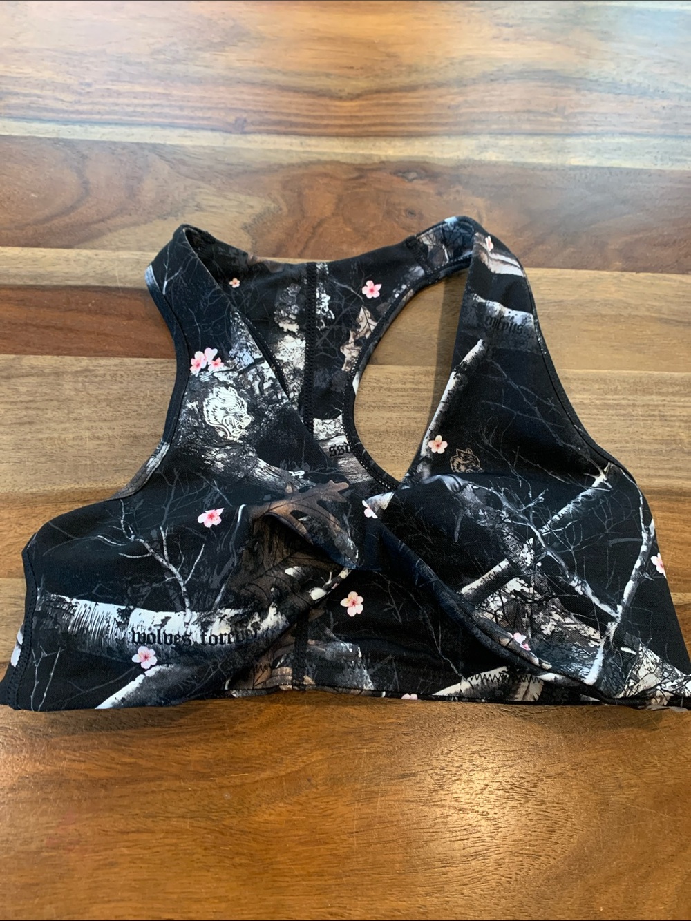 Darc Sport Black Sports Bra with Pink Flower Accents